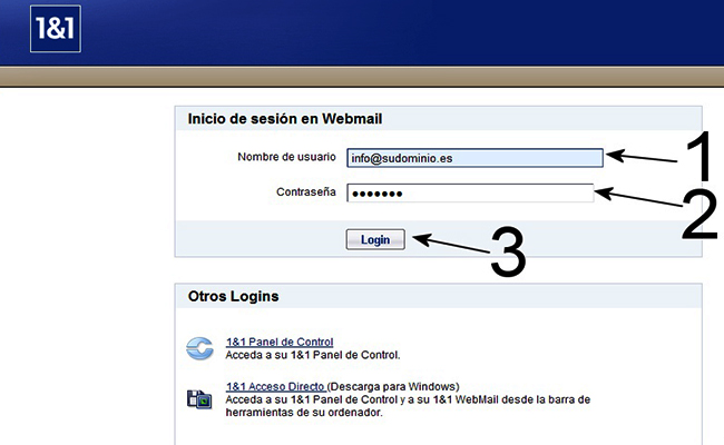 iniciar sesion en 1and1 webmail