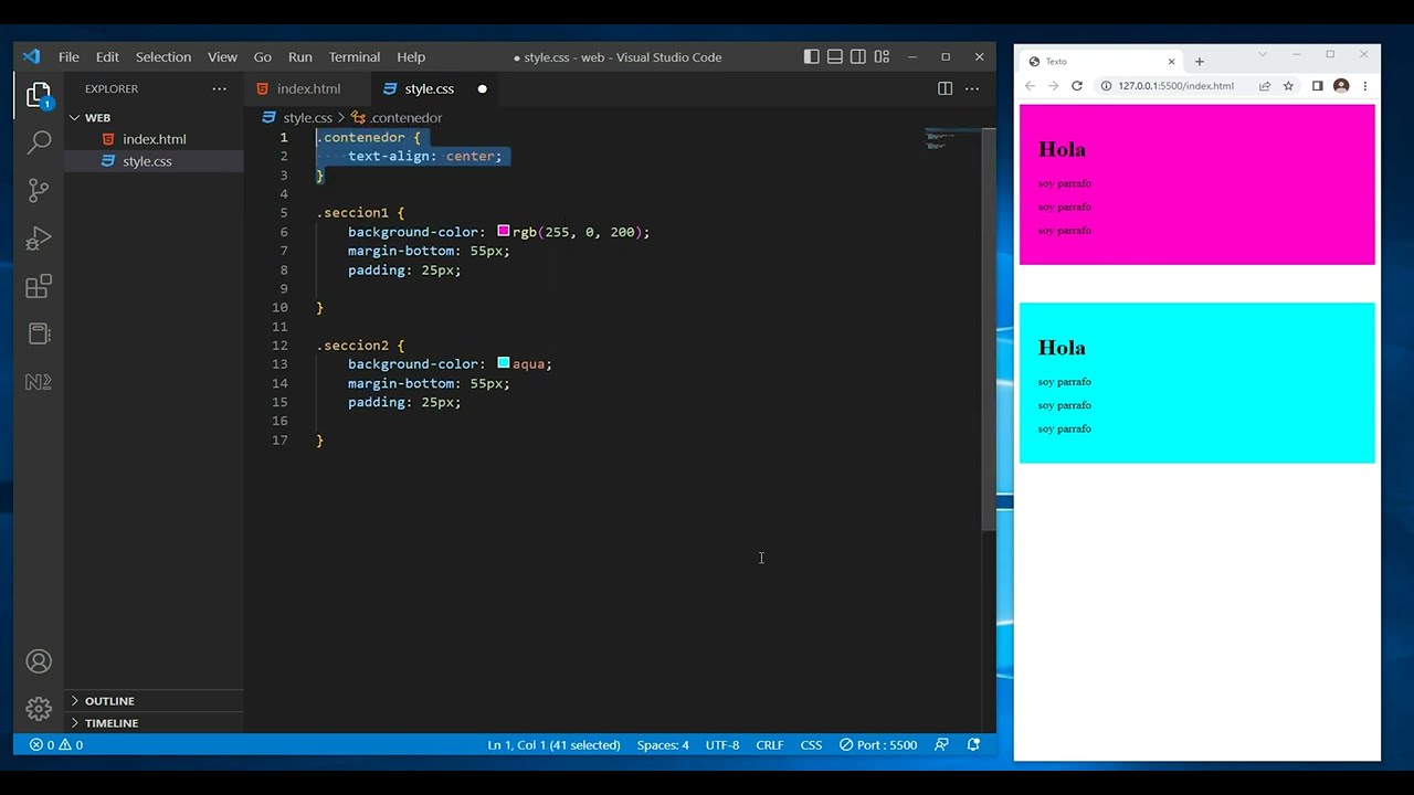 poner texto en HTML y CSS