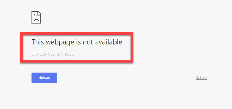 pagina con error de conexión